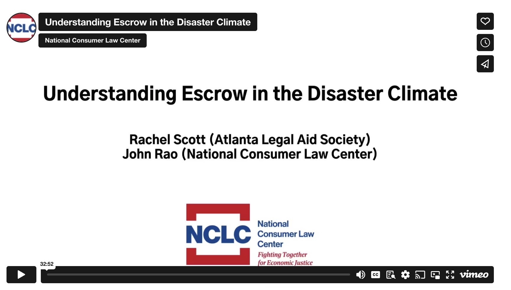 screenshot of beginning slide of Understanding Escrow in the Disaster Climate