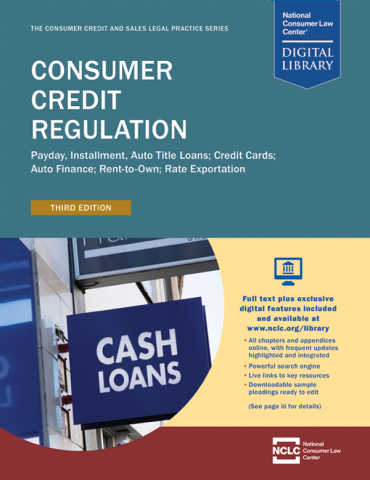 Consumer Credit Regulation cover image (includes an image of a sign on a business that says "Cash Loans")