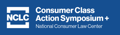 blue and white Consumer Class Action Symposium