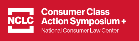 red and white logo for Consumer Class Action Symposium