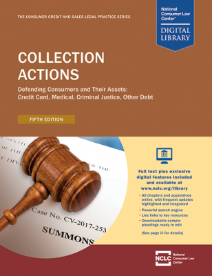 Collection Actions print edition cover image (includes image of a gavel resting on a summons)